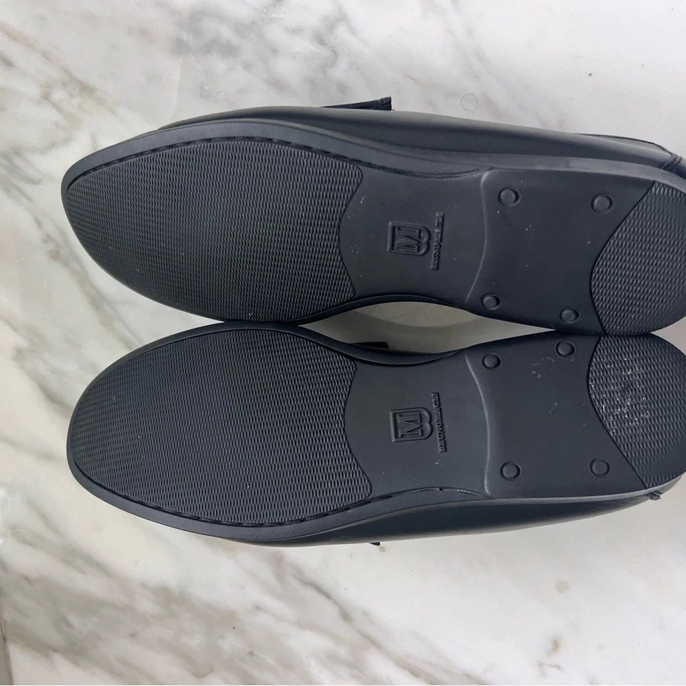 Bruno Magli Black Leather Loafers‎ with Silver Accent 9 1/2
